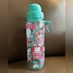 Cute Bunny Kids Water Bottle - Teal and Pink